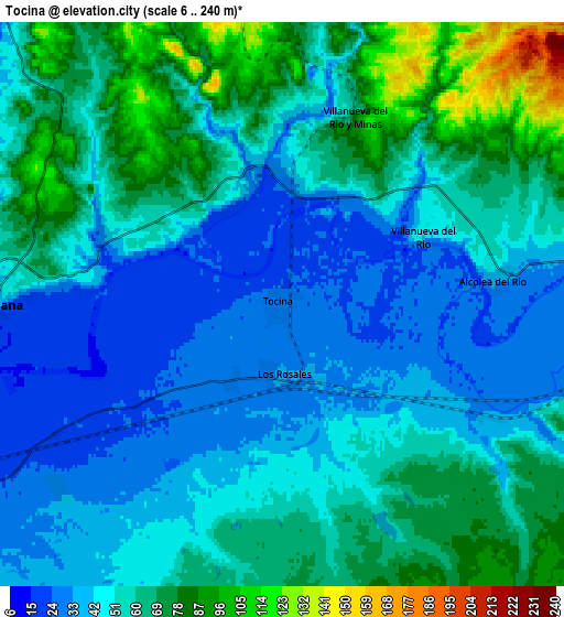 Zoom OUT 2x Tocina, Spain elevation map