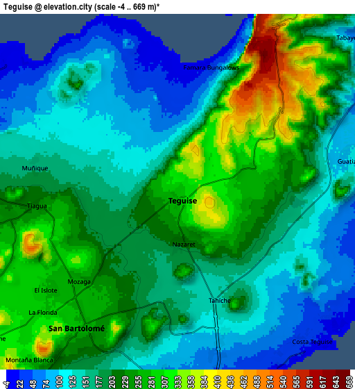 Zoom OUT 2x Teguise, Spain elevation map