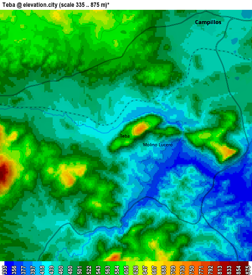 Zoom OUT 2x Teba, Spain elevation map