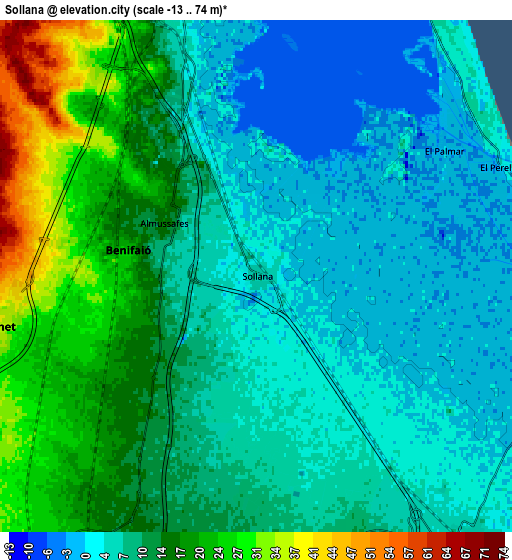 Zoom OUT 2x Sollana, Spain elevation map