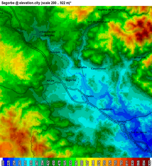 Zoom OUT 2x Segorbe, Spain elevation map