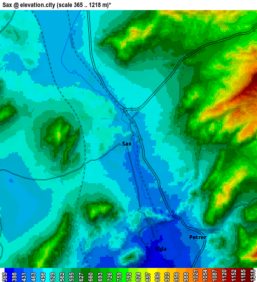 Zoom OUT 2x Sax, Spain elevation map