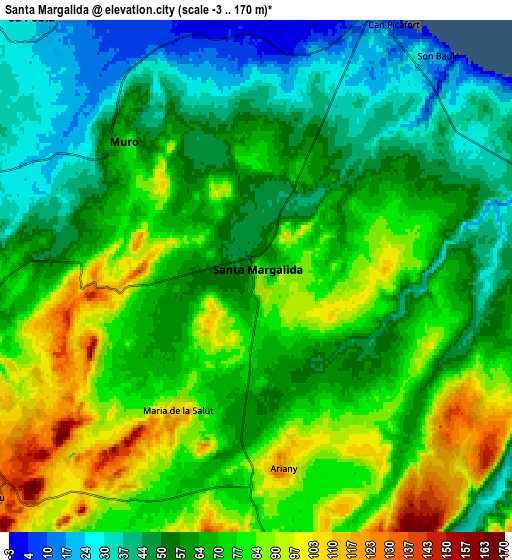 Zoom OUT 2x Santa Margalida, Spain elevation map