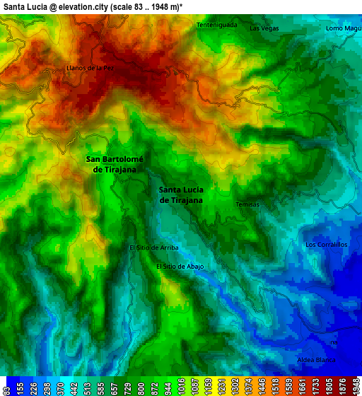 Zoom OUT 2x Santa Lucía, Spain elevation map