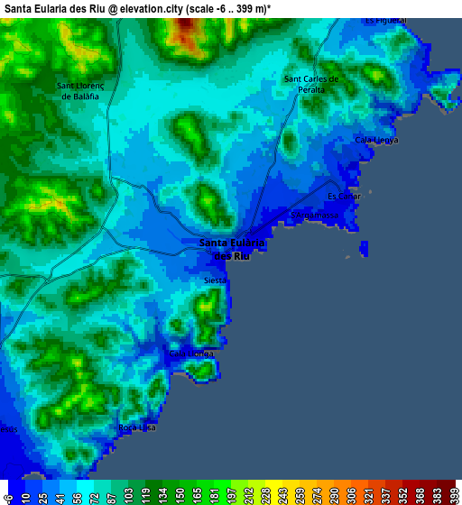 Zoom OUT 2x Santa Eulària des Riu, Spain elevation map