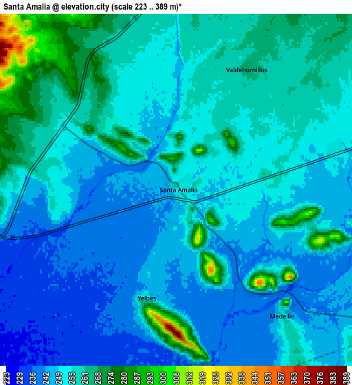 Zoom OUT 2x Santa Amalia, Spain elevation map