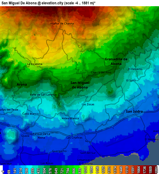 Zoom OUT 2x San Miguel De Abona, Spain elevation map