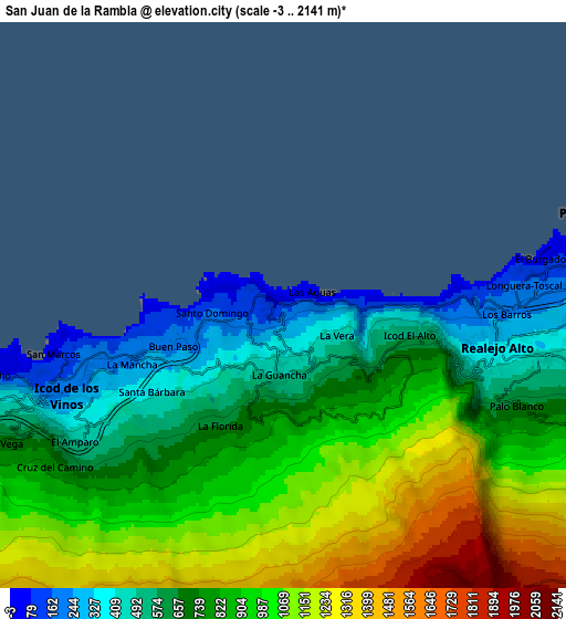 Zoom OUT 2x San Juan de la Rambla, Spain elevation map