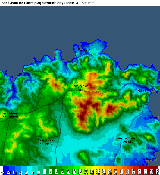 Zoom OUT 2x Sant Joan de Labritja, Spain elevation map