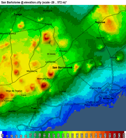 Zoom OUT 2x San Bartolomé, Spain elevation map