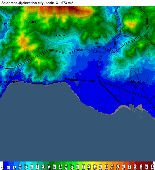 Zoom OUT 2x Salobreña, Spain elevation map