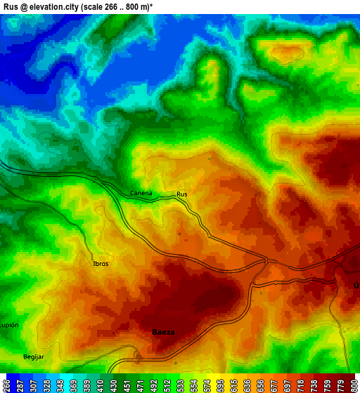 Zoom OUT 2x Rus, Spain elevation map