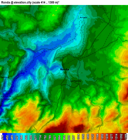 Zoom OUT 2x Ronda, Spain elevation map