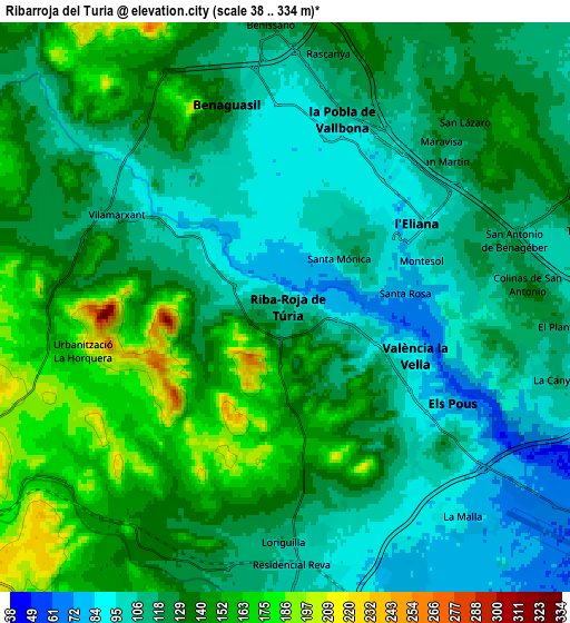 Zoom OUT 2x Ribarroja del Turia, Spain elevation map