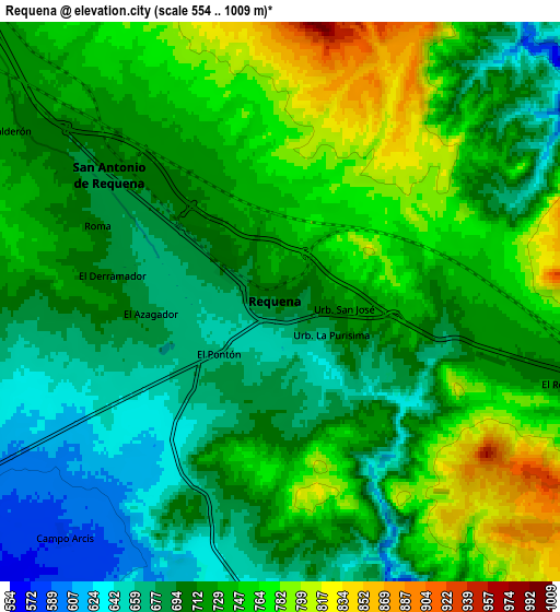 Zoom OUT 2x Requena, Spain elevation map