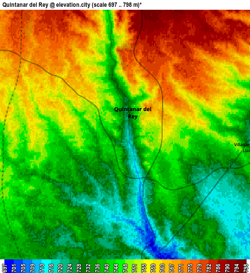 Zoom OUT 2x Quintanar del Rey, Spain elevation map