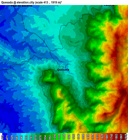 Zoom OUT 2x Quesada, Spain elevation map
