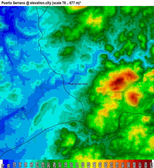 Zoom OUT 2x Puerto Serrano, Spain elevation map