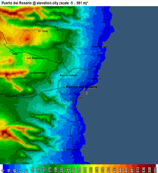 Zoom OUT 2x Puerto del Rosario, Spain elevation map