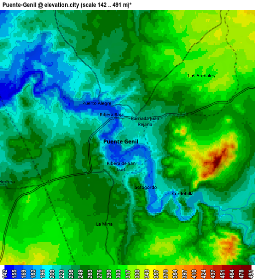 Zoom OUT 2x Puente-Genil, Spain elevation map