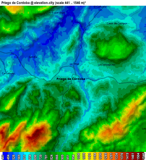 Zoom OUT 2x Priego de Córdoba, Spain elevation map