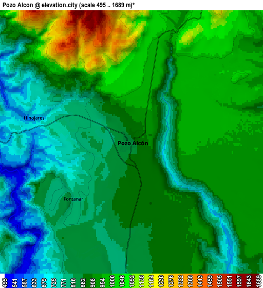 Zoom OUT 2x Pozo Alcón, Spain elevation map