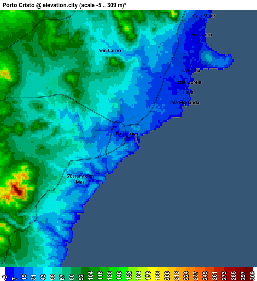 Zoom OUT 2x Porto Cristo, Spain elevation map