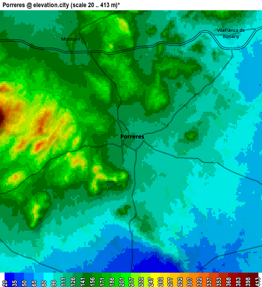 Zoom OUT 2x Porreres, Spain elevation map