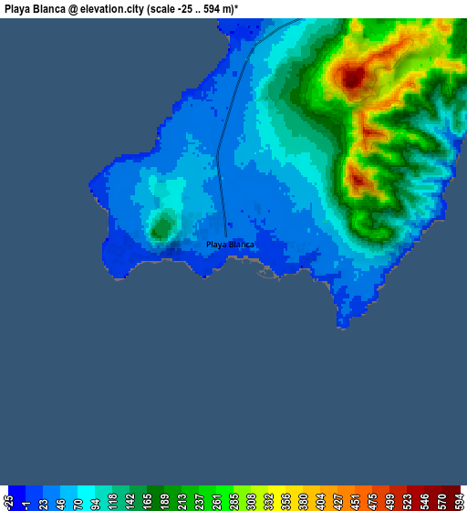 Zoom OUT 2x Playa Blanca, Spain elevation map