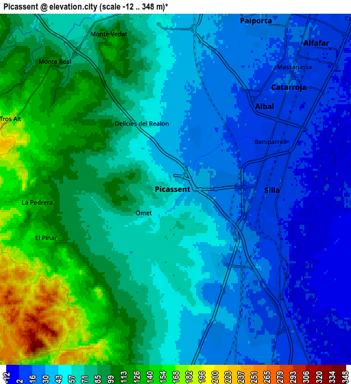 Zoom OUT 2x Picassent, Spain elevation map