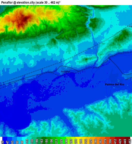 Zoom OUT 2x Peñaflor, Spain elevation map