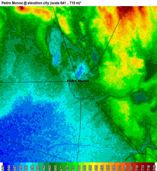 Zoom OUT 2x Pedro Muñoz, Spain elevation map