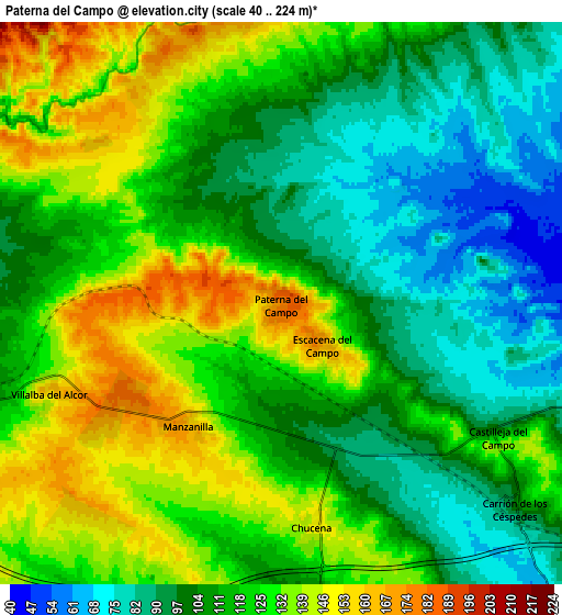 Zoom OUT 2x Paterna del Campo, Spain elevation map