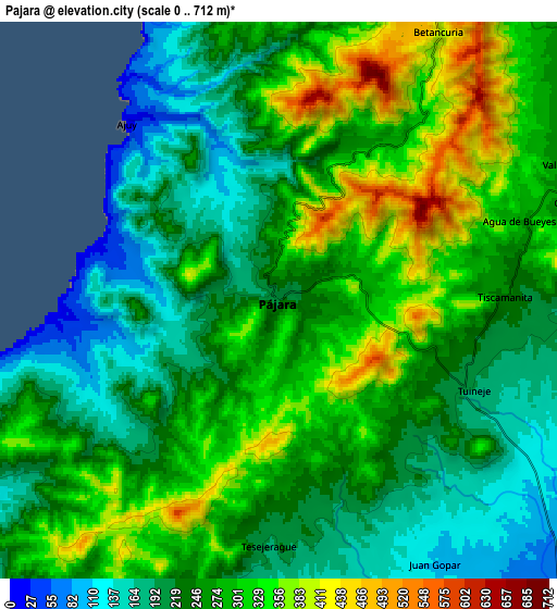 Zoom OUT 2x Pájara, Spain elevation map