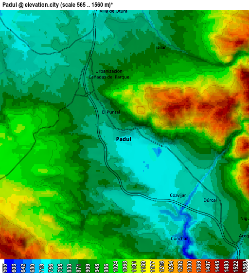 Zoom OUT 2x Padul, Spain elevation map