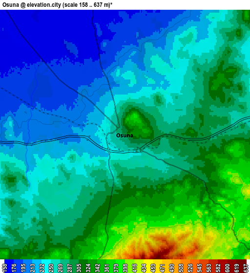 Zoom OUT 2x Osuna, Spain elevation map