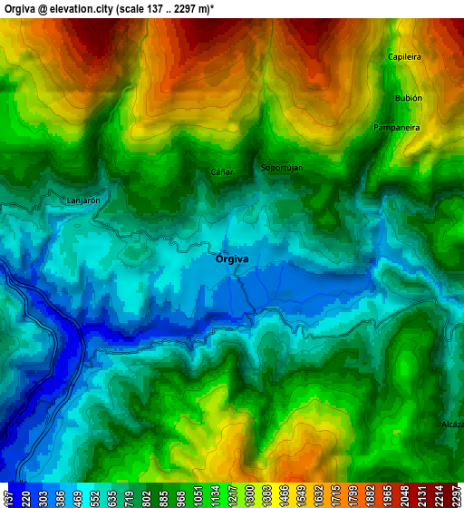 Zoom OUT 2x Órgiva, Spain elevation map