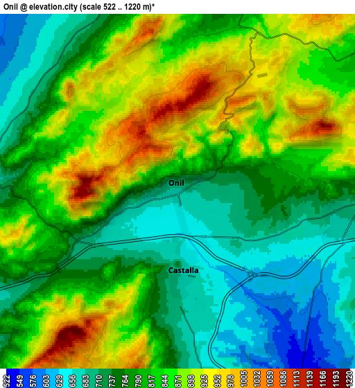 Zoom OUT 2x Onil, Spain elevation map