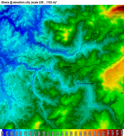 Zoom OUT 2x Olvera, Spain elevation map