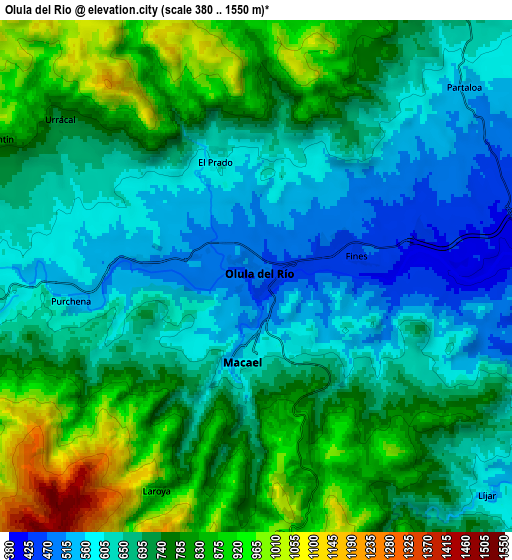 Zoom OUT 2x Olula del Río, Spain elevation map