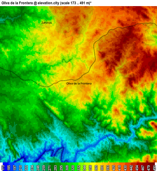 Zoom OUT 2x Oliva de la Frontera, Spain elevation map