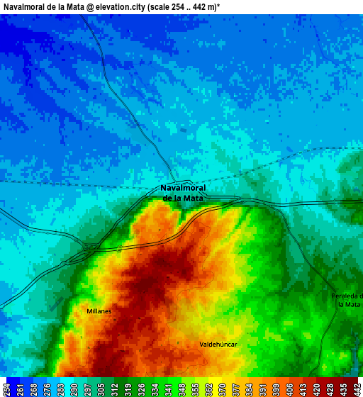 Zoom OUT 2x Navalmoral de la Mata, Spain elevation map