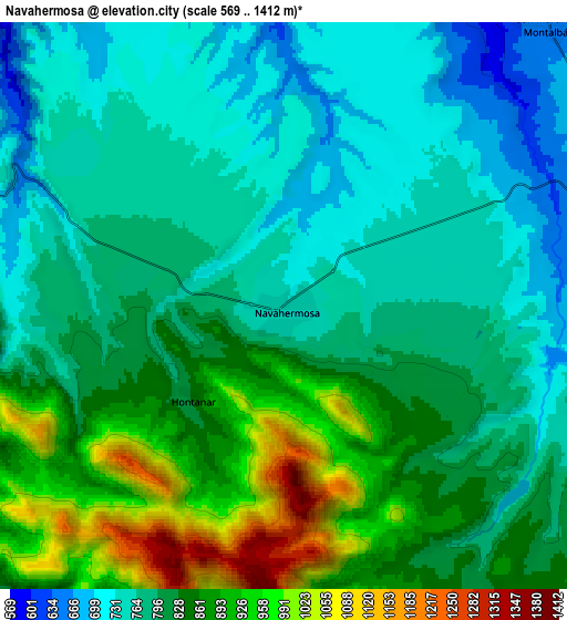 Zoom OUT 2x Navahermosa, Spain elevation map