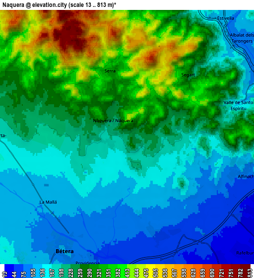 Zoom OUT 2x Náquera, Spain elevation map