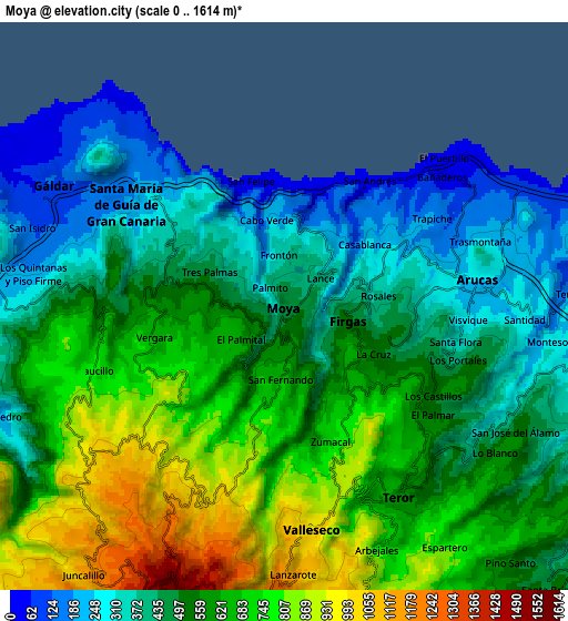 Zoom OUT 2x Moya, Spain elevation map