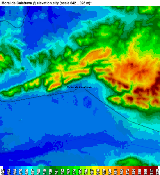 Zoom OUT 2x Moral de Calatrava, Spain elevation map