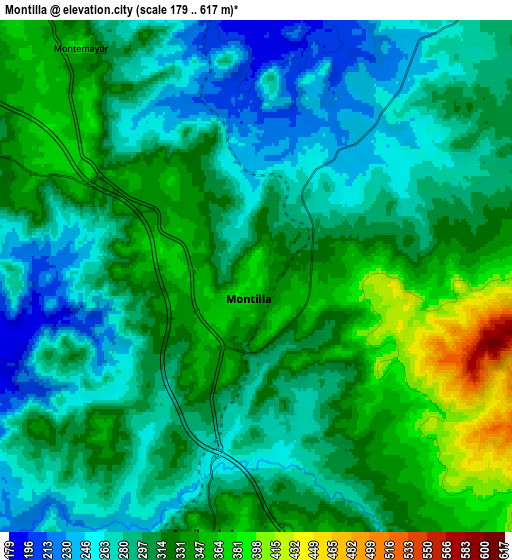 Zoom OUT 2x Montilla, Spain elevation map