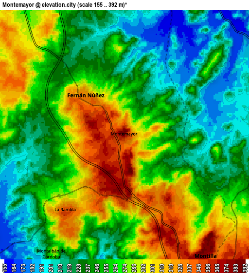 Zoom OUT 2x Montemayor, Spain elevation map