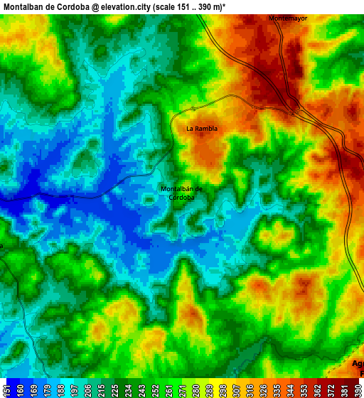 Zoom OUT 2x Montalbán de Córdoba, Spain elevation map