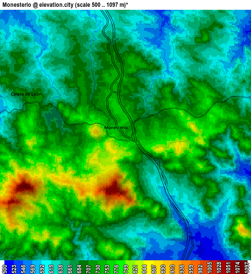 Zoom OUT 2x Monesterio, Spain elevation map